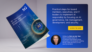 Mockup of our AI readiness guide written by, Senior principal expert, Rob van der Veer.